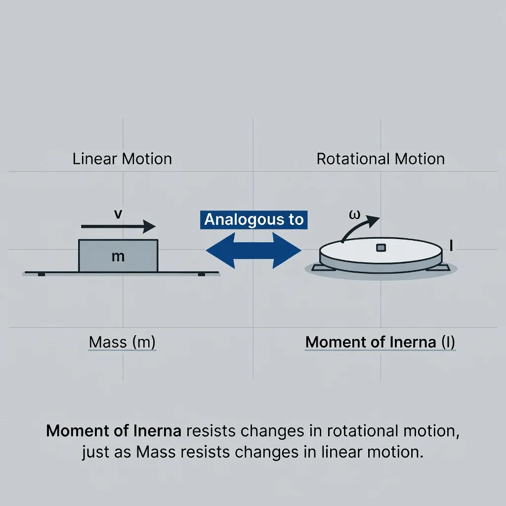 Illustration for Rotational Motion For NEET: Torque, Moment Of Inertia and Angular Momentum: Moment of Inertia: The Rotational Analog of Mass